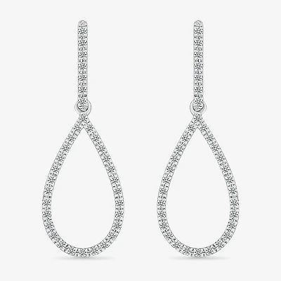 Womens 1/3 CT. T.W. Natural White Diamond Sterling Silver Pear Drop Earrings