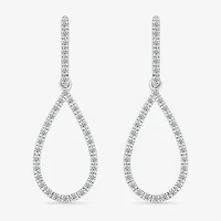 Womens 1/3 CT. T.W. Natural White Diamond Sterling Silver Pear Drop Earrings