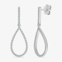 Womens 1/ CT. T.W. Natural Diamond Sterling Silver Pear Drop Earrings