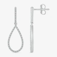 Womens 1/3 CT. T.W. Natural White Diamond Sterling Silver Pear Drop Earrings