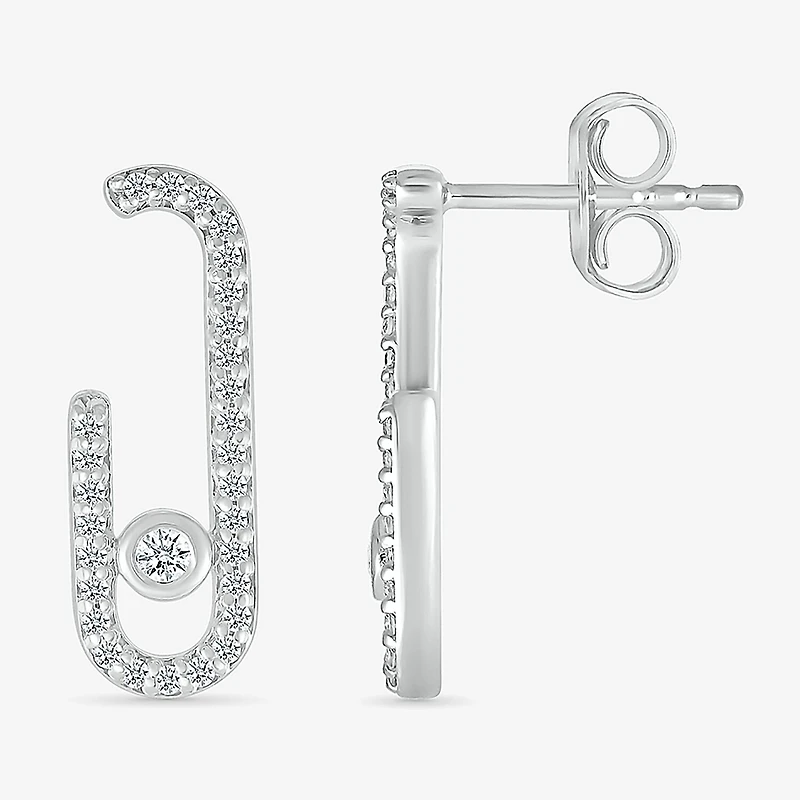 1/4 CT. T.W. Natural White Diamond Sterling Silver 18mm Stud Earrings