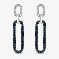 Womens 1/ CT. T.W. Natural Black Diamond Sterling Silver Paperclip Drop Earrings