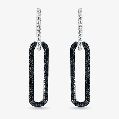 Womens 1/3 CT. T.W. Natural Black Diamond Sterling Silver Paperclip Drop Earrings