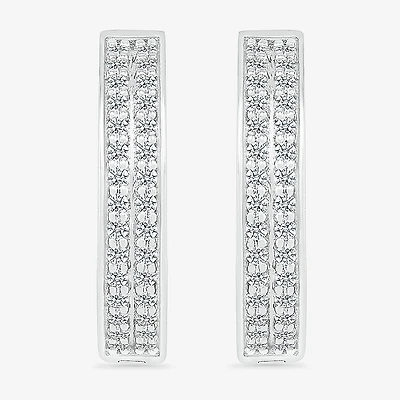 Womens 1/3 CT. T.W. Natural White Diamond Sterling Silver 18mm Hoop Earrings