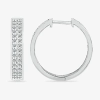 Womens 1/3 CT. T.W. Natural White Diamond Sterling Silver 18mm Hoop Earrings
