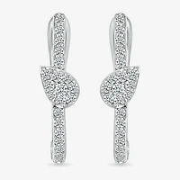 Womens 1/3 CT. T.W. Natural White Diamond Sterling Silver 20mm Pear Hoop Earrings