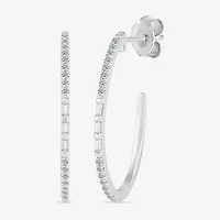 Womens 1/4 CT. T.W. Natural White Diamond Sterling Silver 25mm Hoop Earrings