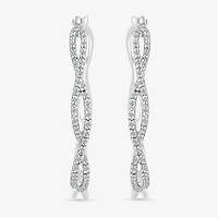 Womens 1/4 CT. T.W. Natural White Diamond Sterling Silver 29mm Hoop Earrings