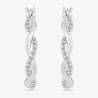 Womens 1/4 CT. T.W. Natural White Diamond Sterling Silver 24mm Hoop Earrings