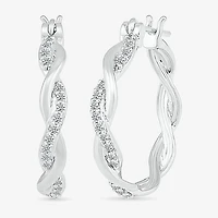 Womens 1/4 CT. T.W. Natural White Diamond Sterling Silver 24mm Hoop Earrings