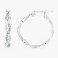 Womens 1/4 CT. T.W. Natural White Diamond Sterling Silver 24mm Hoop Earrings