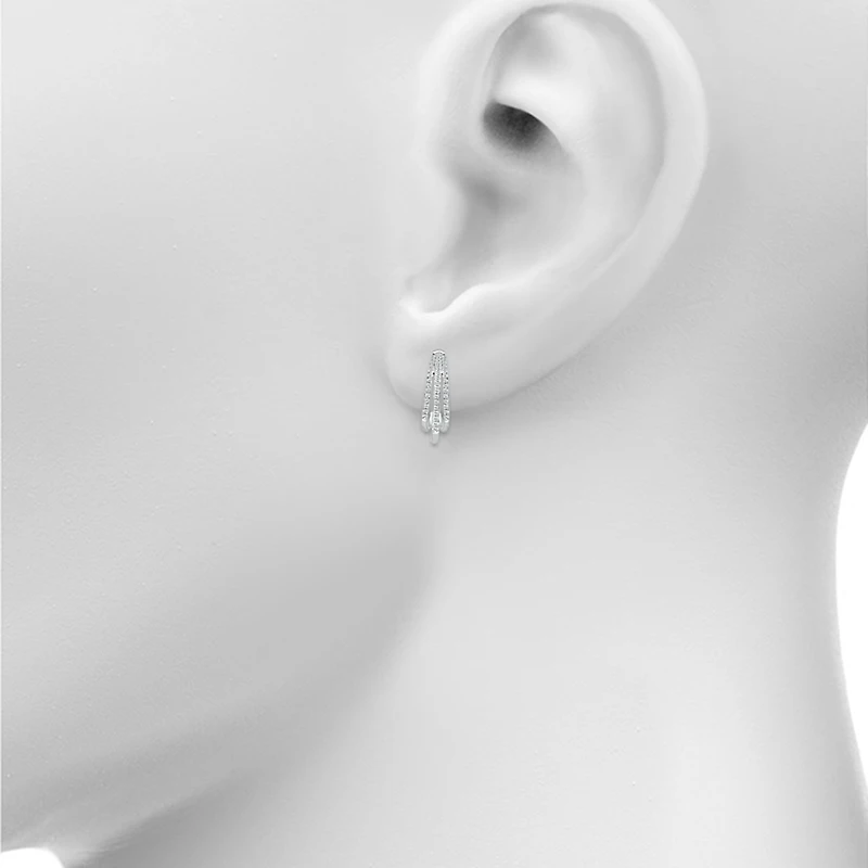Womens 1/2 CT. T.W. Natural White Diamond Sterling Silver 23.5mm Hoop Earrings
