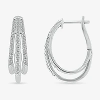 Womens 1/2 CT. T.W. Natural White Diamond Sterling Silver 23.5mm Hoop Earrings
