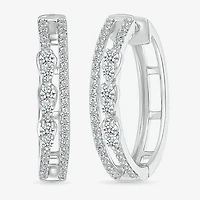 Womens 1/2 CT. T.W. Natural White Diamond Sterling Silver 20.5mm Hoop Earrings
