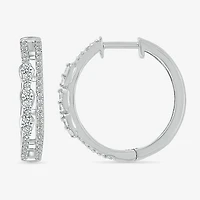 Womens 1/2 CT. T.W. Natural White Diamond Sterling Silver 20.5mm Hoop Earrings