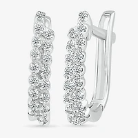 Womens 1/6 CT. T.W. Natural White Diamond Sterling Silver 14.6mm Hoop Earrings