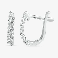 Womens 1/6 CT. T.W. Natural White Diamond Sterling Silver 14.6mm Hoop Earrings