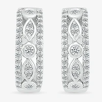 Womens 1/2 CT. T.W. Natural White Diamond Sterling Silver 17mm Hoop Earrings