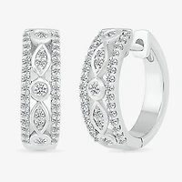 Womens 1/2 CT. T.W. Natural White Diamond Sterling Silver 17mm Hoop Earrings