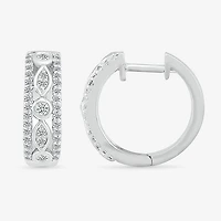 Womens 1/2 CT. T.W. Natural White Diamond Sterling Silver 17mm Hoop Earrings