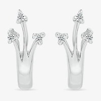 Womens Diamond Accent Natural White Diamond Sterling Silver 14.5mm Arrow Hoop Earrings
