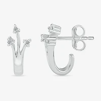 Womens Diamond Accent Natural White Diamond Sterling Silver 14.5mm Arrow Hoop Earrings