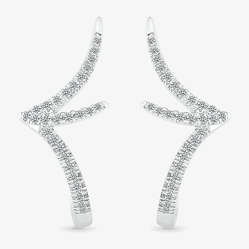 1/5 CT. Natural White Diamond Sterling Silver 20.8mm Stud Earrings