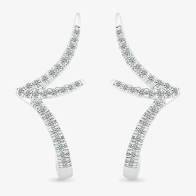 1/5 CT. Natural White Diamond Sterling Silver 20.8mm Stud Earrings