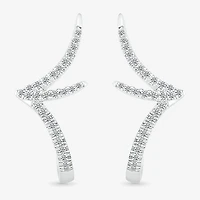 1/5 CT. Natural White Diamond Sterling Silver 20.8mm Stud Earrings