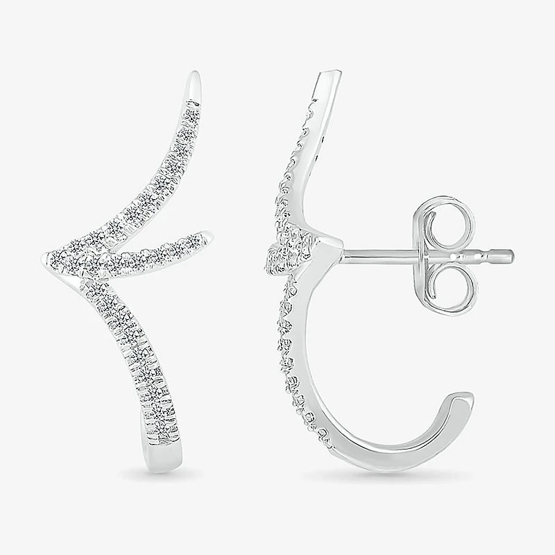 1/5 CT. Natural White Diamond Sterling Silver 20.8mm Stud Earrings