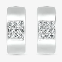 Womens 1/6 CT. T.W. Natural White Diamond Sterling Silver 13.2mm Hoop Earrings