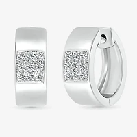 Womens 1/6 CT. T.W. Natural White Diamond Sterling Silver 13.2mm Hoop Earrings