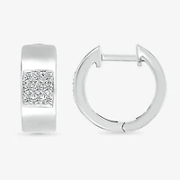 Womens 1/6 CT. T.W. Natural White Diamond Sterling Silver 13.2mm Hoop Earrings