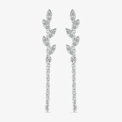 Front Back Womens 1/8 CT. T.W. Natural White Diamond Sterling Silver Drop Earrings