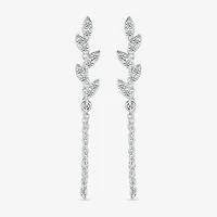Front Back Womens 1/8 CT. T.W. Natural White Diamond Sterling Silver Drop Earrings