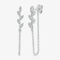Front Back Womens 1/8 CT. T.W. Natural White Diamond Sterling Silver Drop Earrings