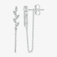 Front Back Womens 1/8 CT. T.W. Natural White Diamond Sterling Silver Drop Earrings