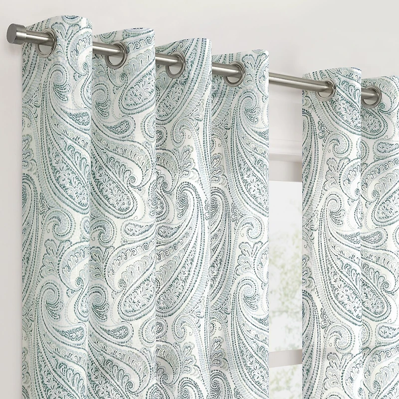 Fieldcrest Arden Soft Paisley Print Grommet Top Sheer Single Curtain Panel