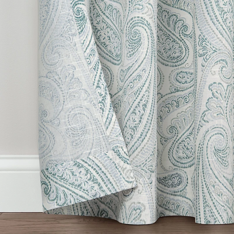 Fieldcrest Arden Soft Paisley Print Grommet Top Sheer Single Curtain Panel