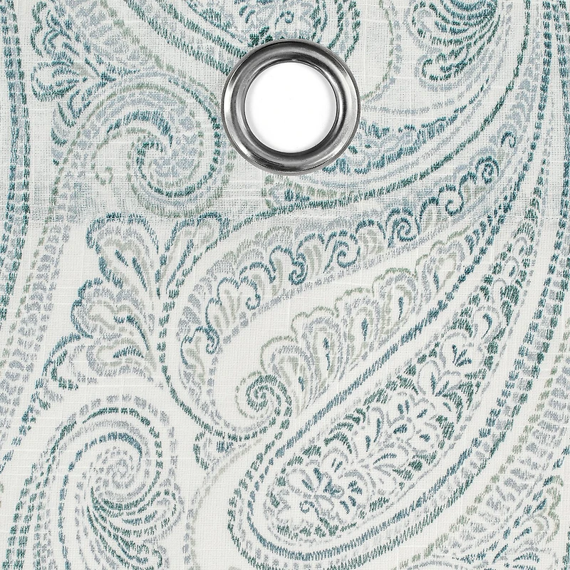 Fieldcrest Arden Soft Paisley Print Grommet Top Sheer Single Curtain Panel