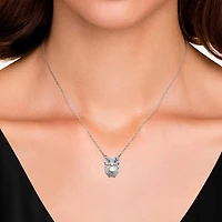 Owl Womens White Cultured Freshwater Pearl Sterling Silver 16 Inch Pendant Necklace