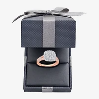 (H-I / I1) Womens 1 CT. T.W. Lab Grown White Diamond 10K or 14K Gold Cushion Side Stone Halo Engagement Ring