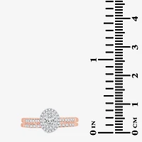 Womens 1/2 CT.T.W. Natural Diamond 10K or 14K Rose Gold Oval Halo Bridal Set