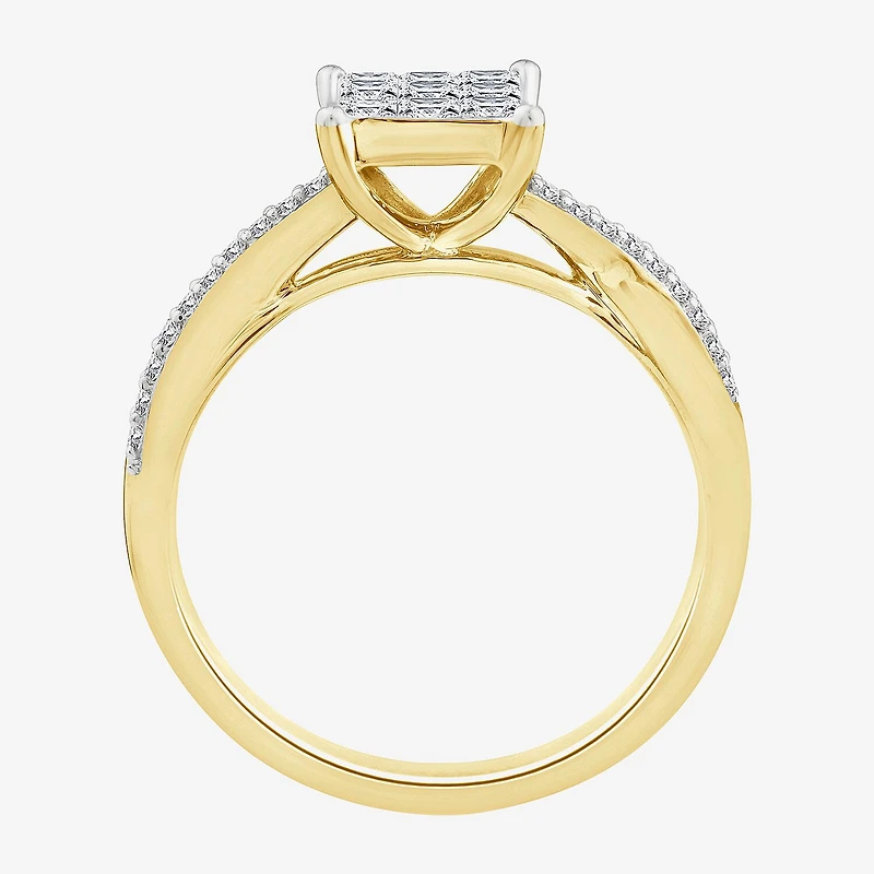 Womens 1/2 CT. T.W. Natural White Diamond 10K Gold Bypass Engagement Ring