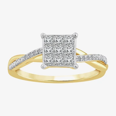 Womens 1/2 CT. T.W. Natural White Diamond 10K Gold Bypass Engagement Ring