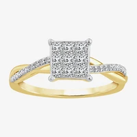 Womens 1/2 CT. T.W. Natural White Diamond 10K Gold Bypass  Engagement Ring