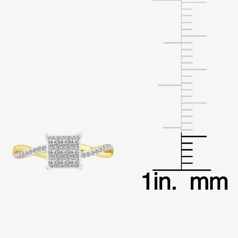 Womens 1/2 CT. T.W. Natural White Diamond 10K Gold Bypass Engagement Ring