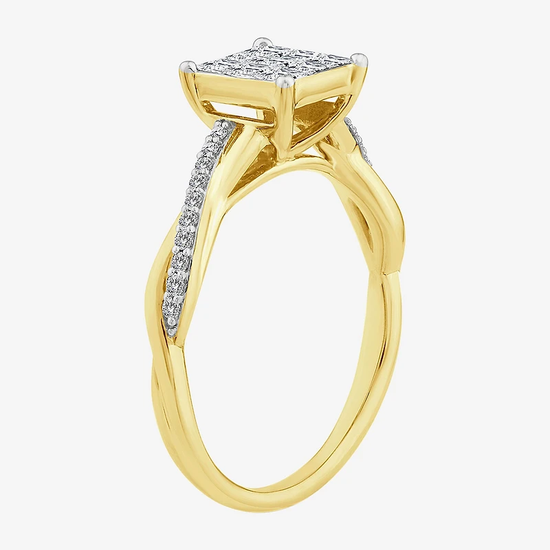 Womens 1/2 CT. T.W. Natural White Diamond 10K Gold Bypass Engagement Ring
