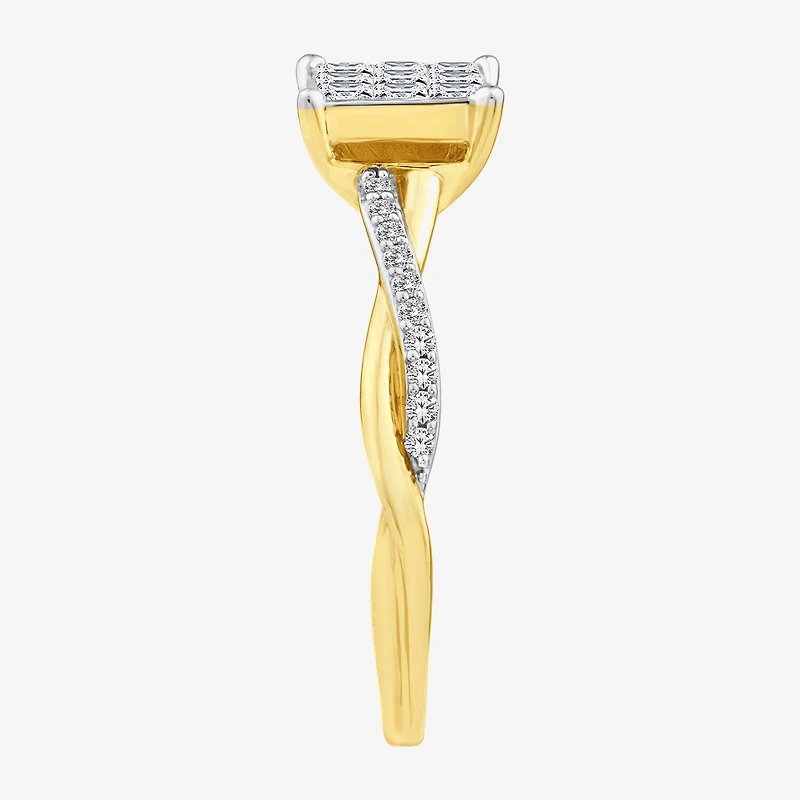Womens 1/2 CT. T.W. Natural White Diamond 10K Gold Bypass Engagement Ring