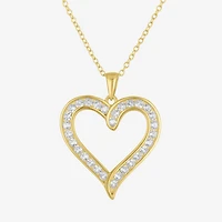 Yes, Please! Womens Lab Created White Sapphire 14K Gold Over Silver Sterling Silver Heart 18 Inch Pendant Necklace